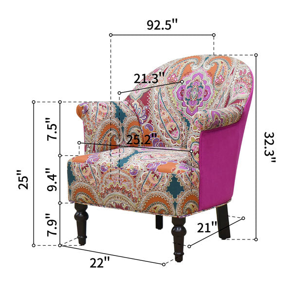 Aaren Pink Patterned Armchair