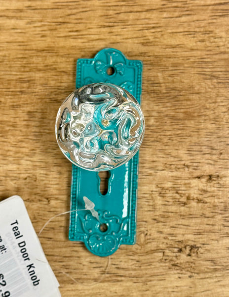 Teal Door Knob Jewelry Hook