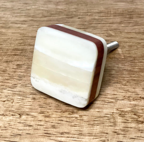 White Square Wooden Knob