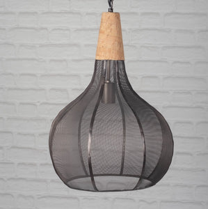 Large Metal & Cork Pendant Light