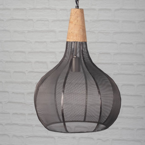 Large Metal & Cork Pendant Light