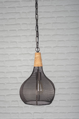 Small Metal & Cork Pendant Light